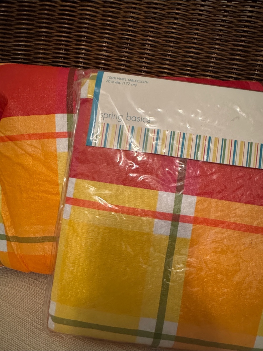 Target Spring Basics Vinyl Tablecloth Plaid in Red, Yellow, Orange, Green, White